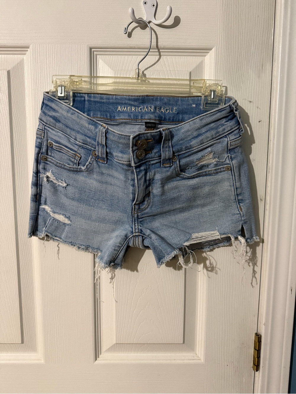 American Eagle Outfitters Light Wash Distressed Denim Cutoff Shorts